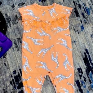 Jessica Simpson 12 Month Coral Orange Giraffe Romper